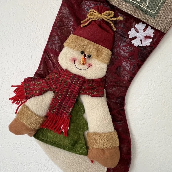 NEW Quality Detailed Fleece Snowman Merry Christmas With Scarf Stocking 17 x 9.5 - Picture 4 of 7